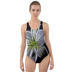 White Lily Flower Nature Beauty Cut-out Back One Piece Swimsuit by Celenk