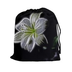 White Lily Flower Nature Beauty Drawstring Pouches (xxl) by Celenk