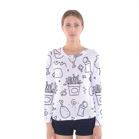 Set Chalk Out Scribble Collection Women s Long Sleeve Tee by Celenk