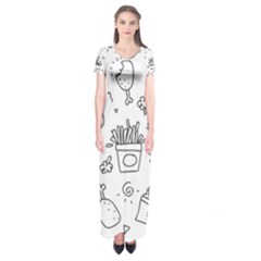 Set Chalk Out Scribble Collection Short Sleeve Maxi Dress by Celenk