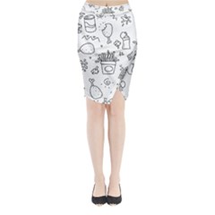 Set Chalk Out Scribble Collection Midi Wrap Pencil Skirt by Celenk