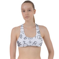 Set Chalk Out Scribble Collection Criss Cross Racerback Sports Bra by Celenk