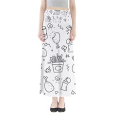 Set Chalk Out Scribble Collection Full Length Maxi Skirt by Celenk