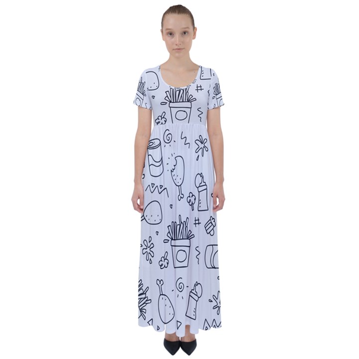 Set Chalk Out Scribble Collection High Waist Short Sleeve Maxi Dress