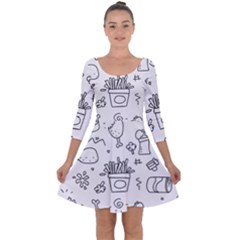 Set Chalk Out Scribble Collection Quarter Sleeve Skater Dress by Celenk