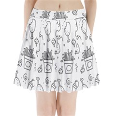 Set Chalk Out Scribble Collection Pleated Mini Skirt by Celenk