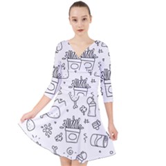 Set Chalk Out Scribble Collection Quarter Sleeve Front Wrap Dress	 by Celenk