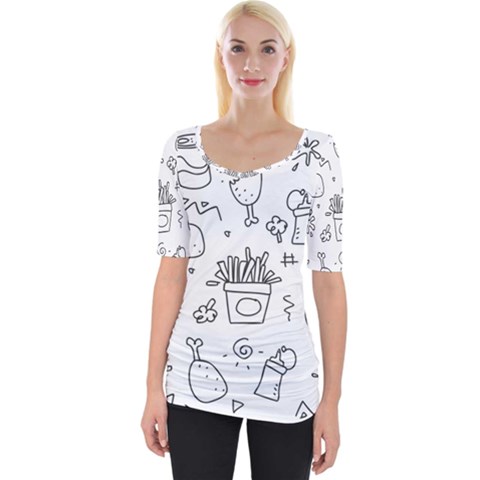 Set Chalk Out Scribble Collection Wide Neckline Tee by Celenk