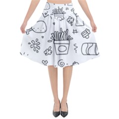 Set Chalk Out Scribble Collection Flared Midi Skirt by Celenk