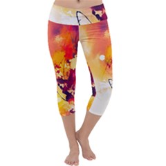 Paint Splash Paint Splatter Design Capri Yoga Leggings by Celenk