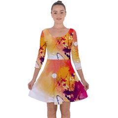 Paint Splash Paint Splatter Design Quarter Sleeve Skater Dress by Celenk