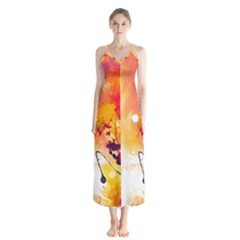 Paint Splash Paint Splatter Design Button Up Chiffon Maxi Dress by Celenk