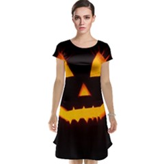 Pumpkin Helloween Face Autumn Cap Sleeve Nightdress by Celenk