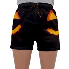 Pumpkin Helloween Face Autumn Sleepwear Shorts by Celenk