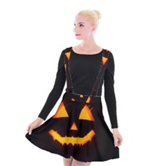 Pumpkin Helloween Face Autumn Suspender Skater Skirt by Celenk