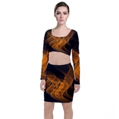 Background Light Glow Abstract Art Long Sleeve Crop Top & Bodycon Skirt Set by Celenk