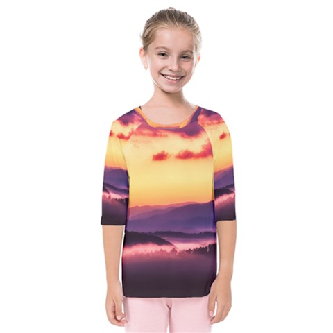 Great Smoky Mountains National Park Kids  Quarter Sleeve Raglan Tee by Celenk