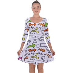 Desktop Pattern Art Graphic Design Quarter Sleeve Skater Dress by Celenk