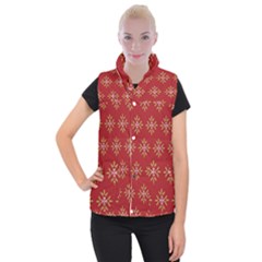 Pattern Background Holiday Women s Button Up Puffer Vest by Celenk