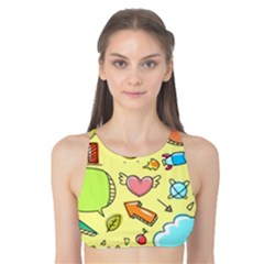 Cute Sketch Child Graphic Funny Tank Bikini Top by Celenk