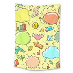 Cute Sketch Child Graphic Funny Large Tapestry by Celenk