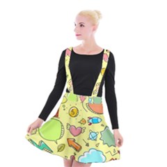 Cute Sketch Child Graphic Funny Suspender Skater Skirt by Celenk