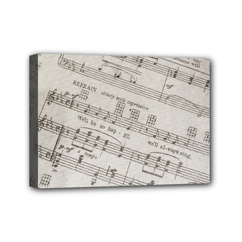 Sheet Music Paper Notes Antique Mini Canvas 7  X 5  by Celenk