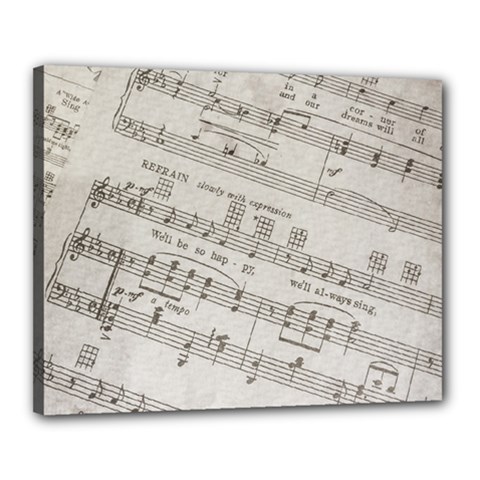 Sheet Music Paper Notes Antique Canvas 20  X 16  by Celenk