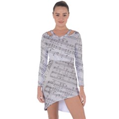 Sheet Music Paper Notes Antique Asymmetric Cut-out Shift Dress by Celenk