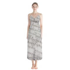 Sheet Music Paper Notes Antique Button Up Chiffon Maxi Dress by Celenk