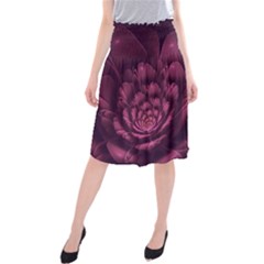 Fractal Blossom Flower Bloom Midi Beach Skirt by Celenk