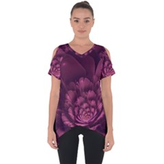 Fractal Blossom Flower Bloom Cut Out Side Drop Tee by Celenk