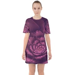 Fractal Blossom Flower Bloom Sixties Short Sleeve Mini Dress by Celenk