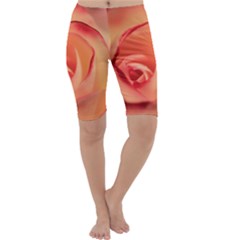 Rose Orange Rose Blossom Bloom Cropped Leggings  by Celenk