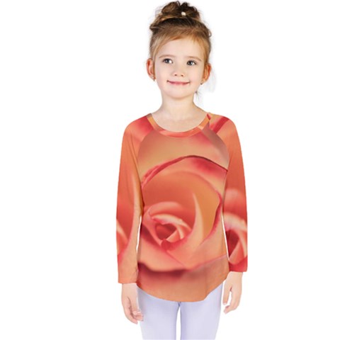 Rose Orange Rose Blossom Bloom Kids  Long Sleeve Tee by Celenk