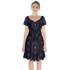 Fractal Flowers Pattern Fantasy Short Sleeve Bardot Dress by Celenk