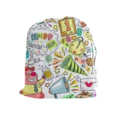 Doodle New Year Party Celebration Drawstring Pouches (extra Large) by Celenk