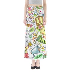 Doodle New Year Party Celebration Full Length Maxi Skirt by Celenk