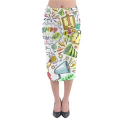 Doodle New Year Party Celebration Midi Pencil Skirt by Celenk