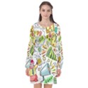 Doodle New Year Party Celebration Long Sleeve Chiffon Shift Dress  View1