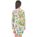 Doodle New Year Party Celebration Long Sleeve Chiffon Shift Dress  View2