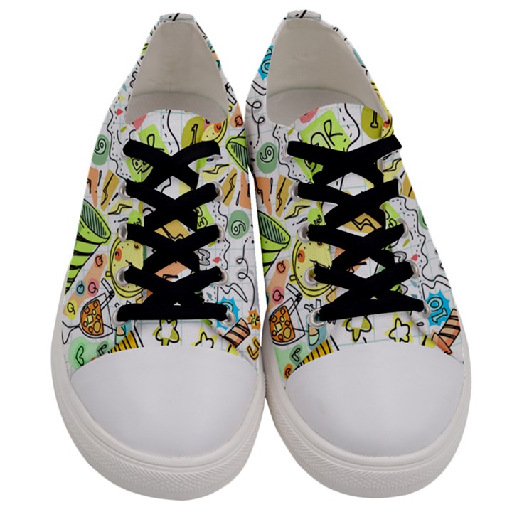 Doodle New Year Party Celebration Men s Low Top Canvas Sneakers