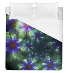 Fractal Painting Blue Floral Duvet Cover (queen Size) by Celenk