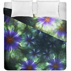 Fractal Painting Blue Floral Duvet Cover Double Side (king Size) by Celenk