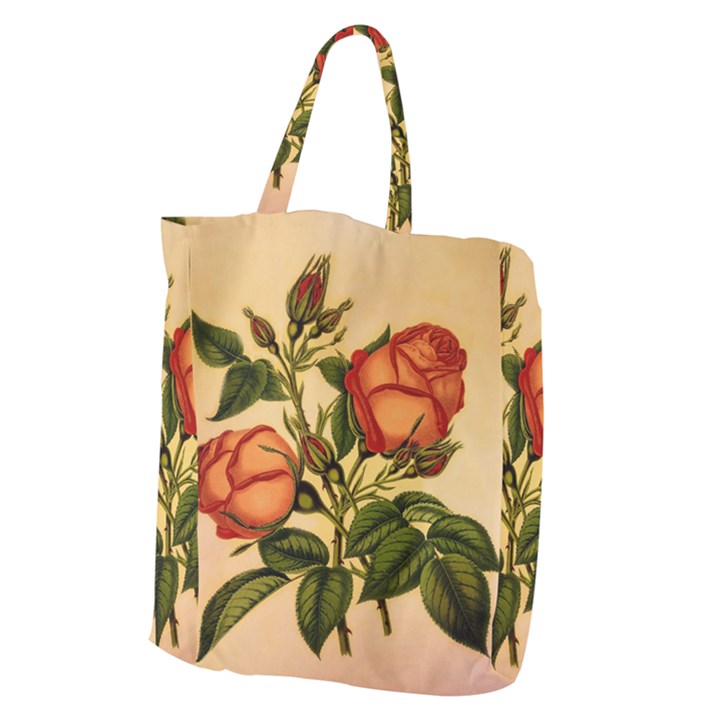 Vintage Flowers Floral Giant Grocery Zipper Tote