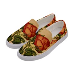 Vintage Flowers Floral Women s Canvas Slip Ons by Celenk