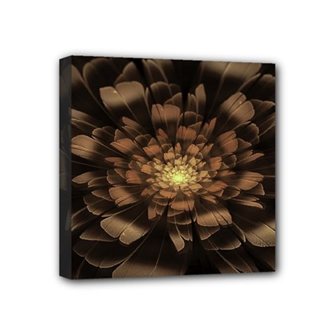 Fractal Flower Floral Bloom Brown Mini Canvas 4  X 4  by Celenk