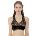 Fractal Flower Floral Bloom Brown Sports Bra with Border View1