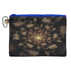 Fractal Flower Floral Bloom Brown Canvas Cosmetic Bag (xl) by Celenk