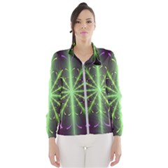 Fractal Purple Lime Pattern Wind Breaker (women)